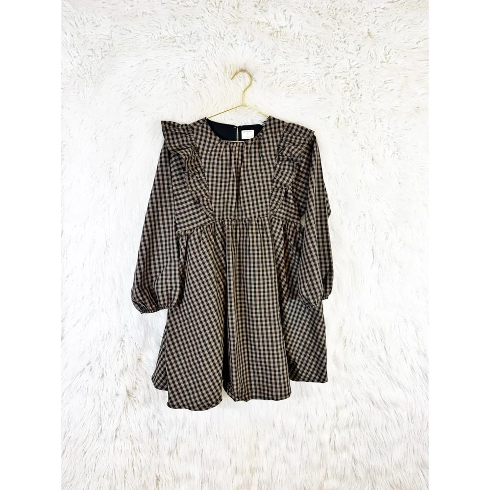 Crewcuts Kids Dress in Black and Brown Gingham